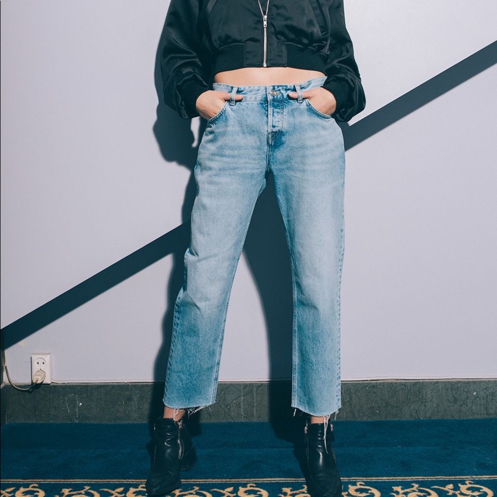 Karve girlfriend straight broken-in bleached jeans